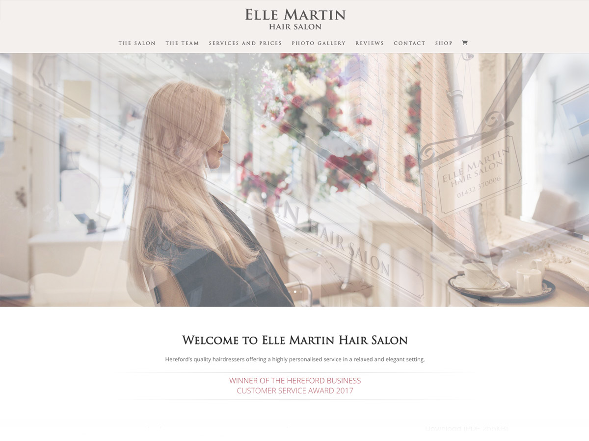 Elle Martin Hair Salon website screenshot