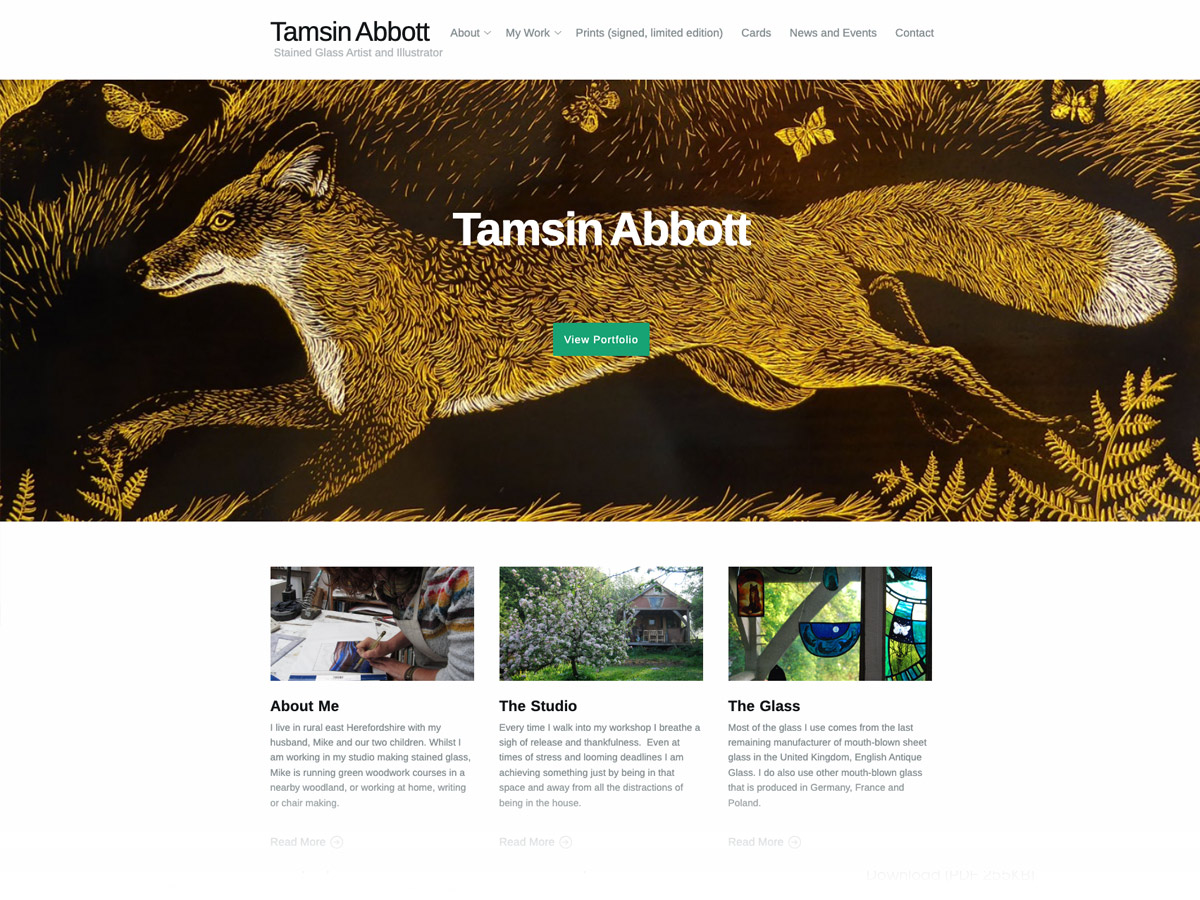 Tamsin Abbott website screenshot