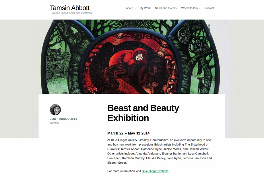 Tamsin Abbott website screenshot