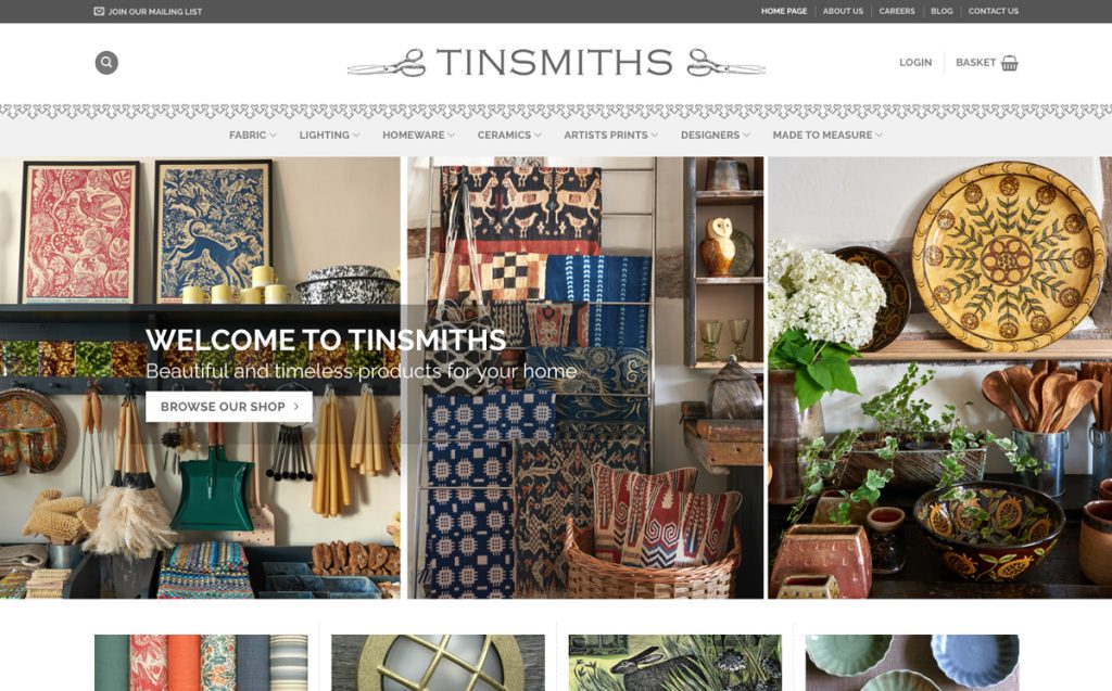 Tinsmiths website screenshot