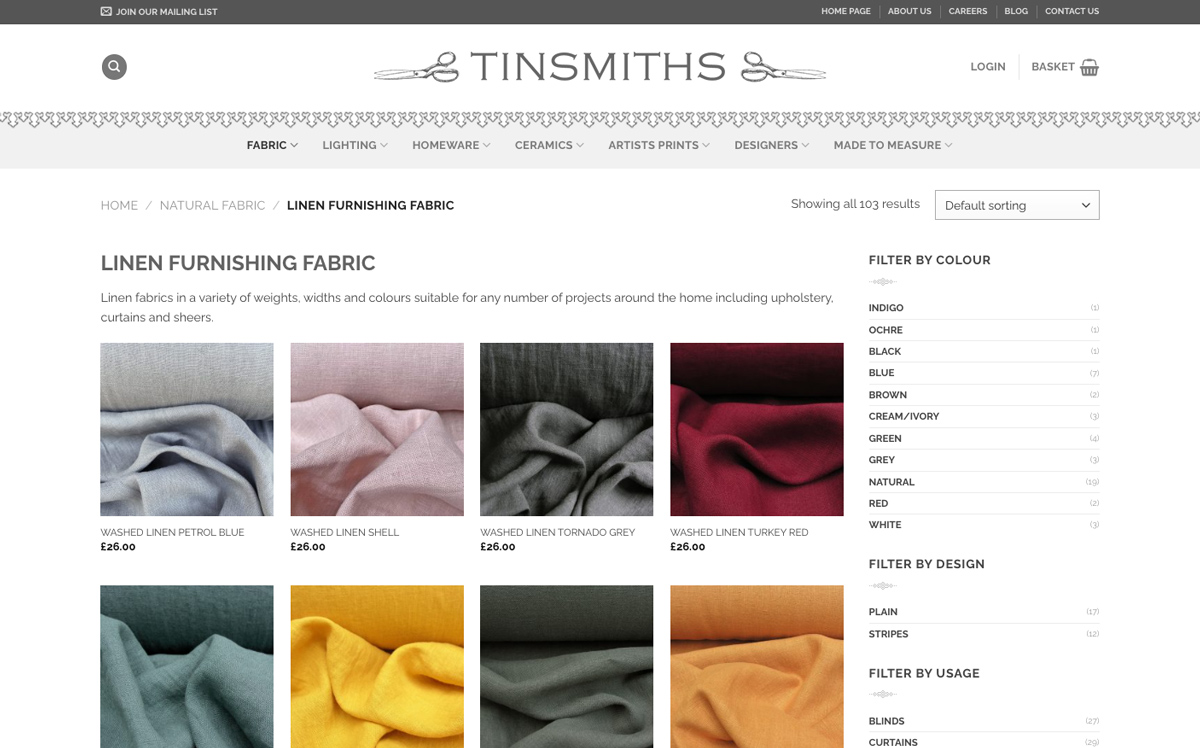 Tinsmiths website screenshot