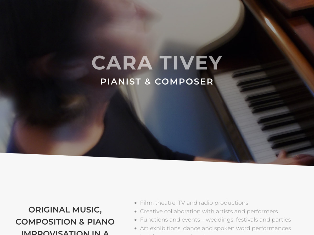 Cara Tivey web site screenshot