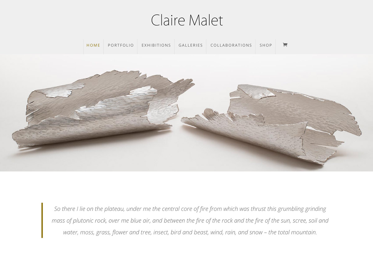 Claire Malet web site screenshot