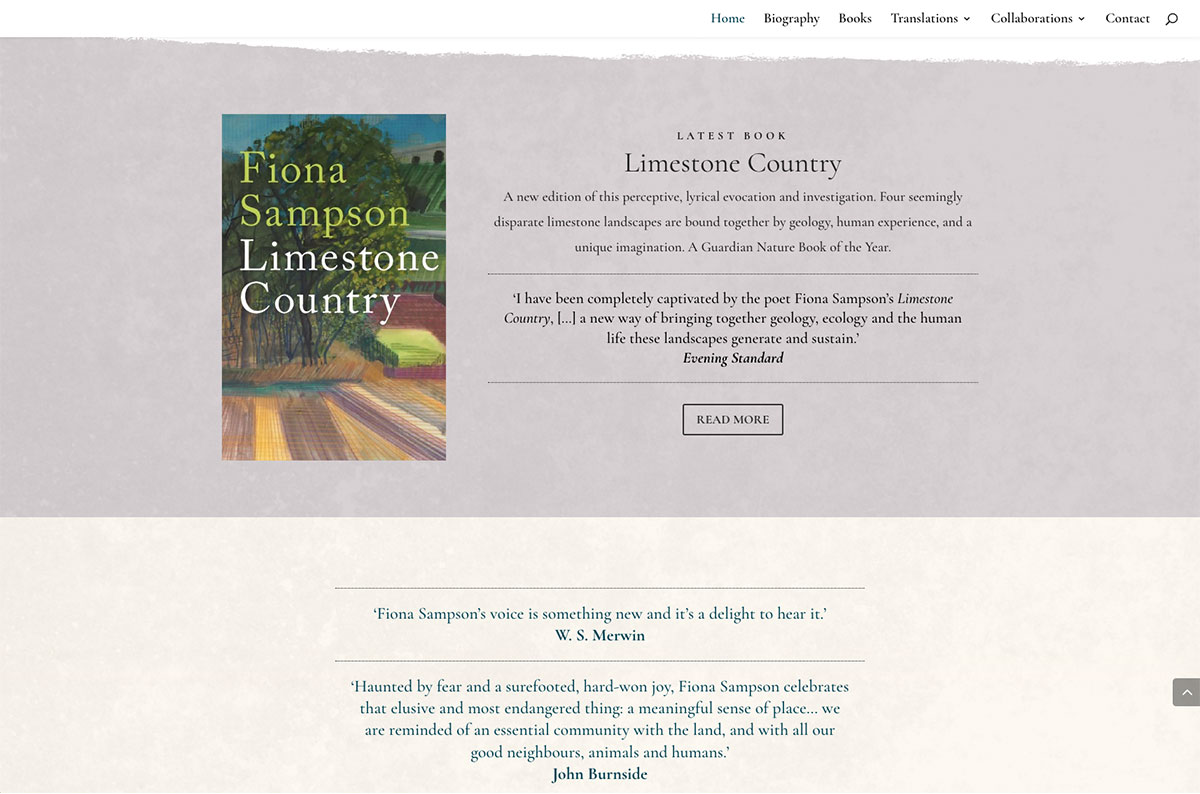 Fiona Sampson website screenshot