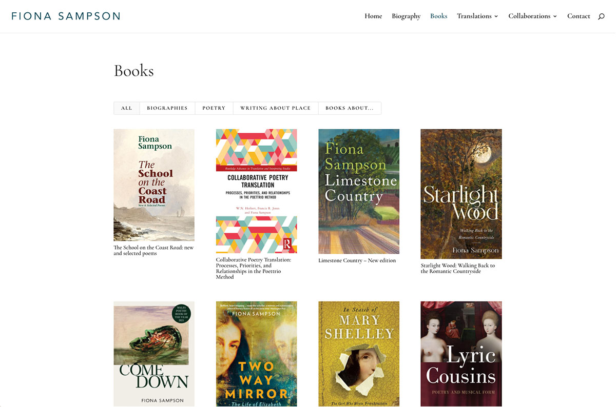 Fiona Sampson website screenshot